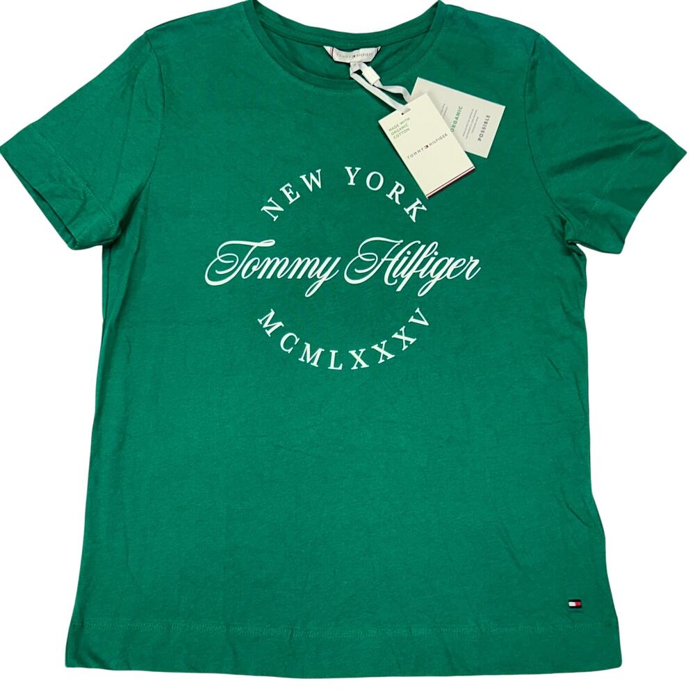 Tommy Hilfiger Livia T-shirt Size EU M Kelly Green Tee Organic Retro 2019 NWT